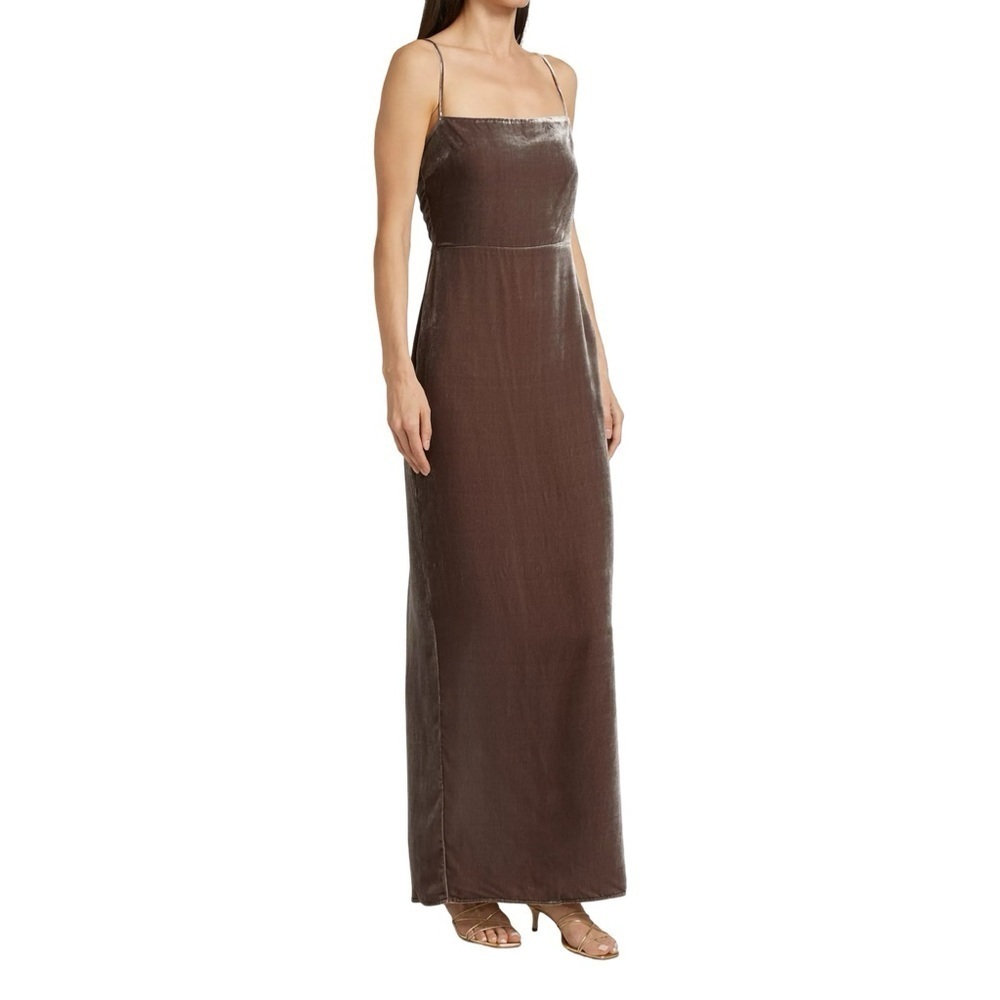 NWT REFORMATION Frankie Velvet Maxi Gown Dark Gray Dress Sz 8 - Picture 4 of 6